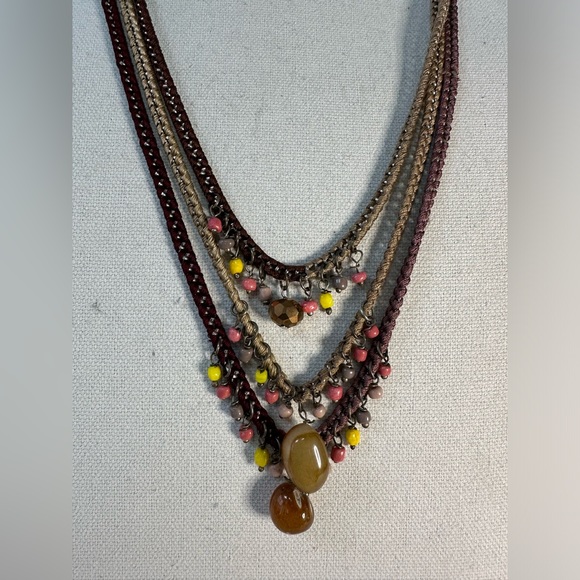 Long three strand boho casual necklace with glass beads - Picture 4 of 7